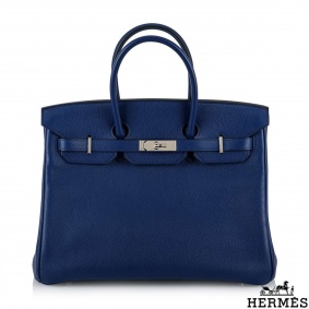 Hermés 35 cm Blue Sapphire Limited Edition Toile Printed Sea Surf Birkin Bag Hermés 35 cm Blue Sapphire Limited Edition Toile Printed Sea Surf Birkin Bag